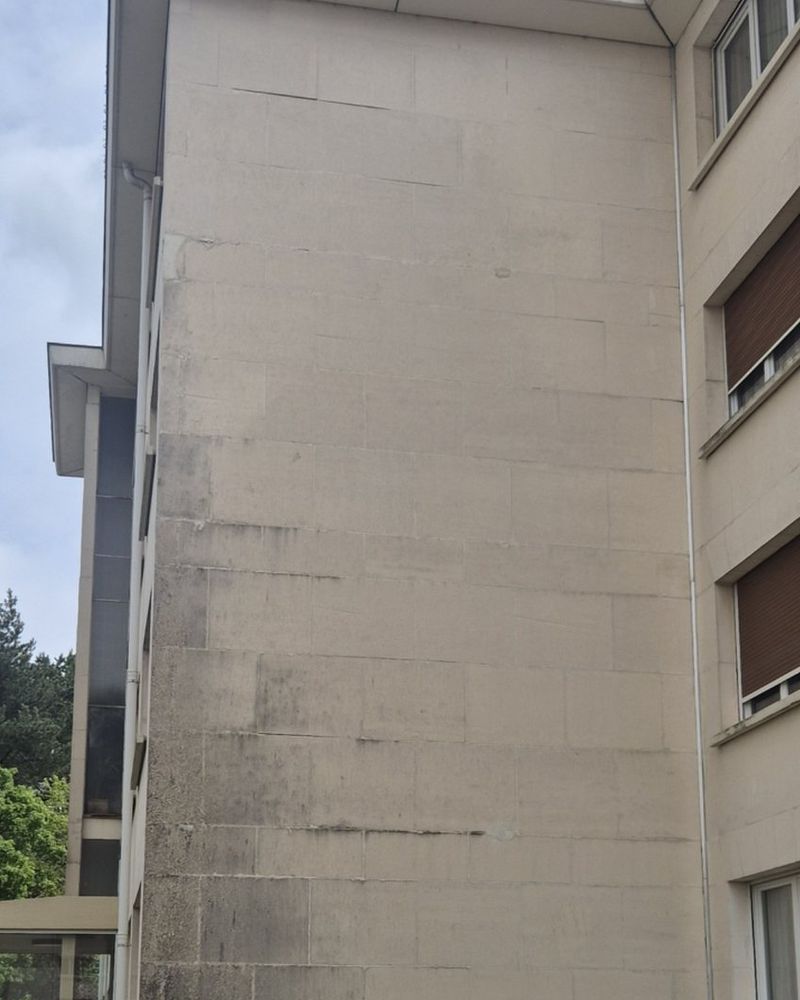Façade d'immeuble en parement, avant et après nettoyage — avant